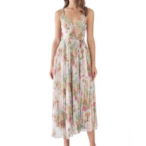 Beulah Floral Print Tulle Sequinned Midi Dress Size M Swiss Dot Mesh Lined Fairy